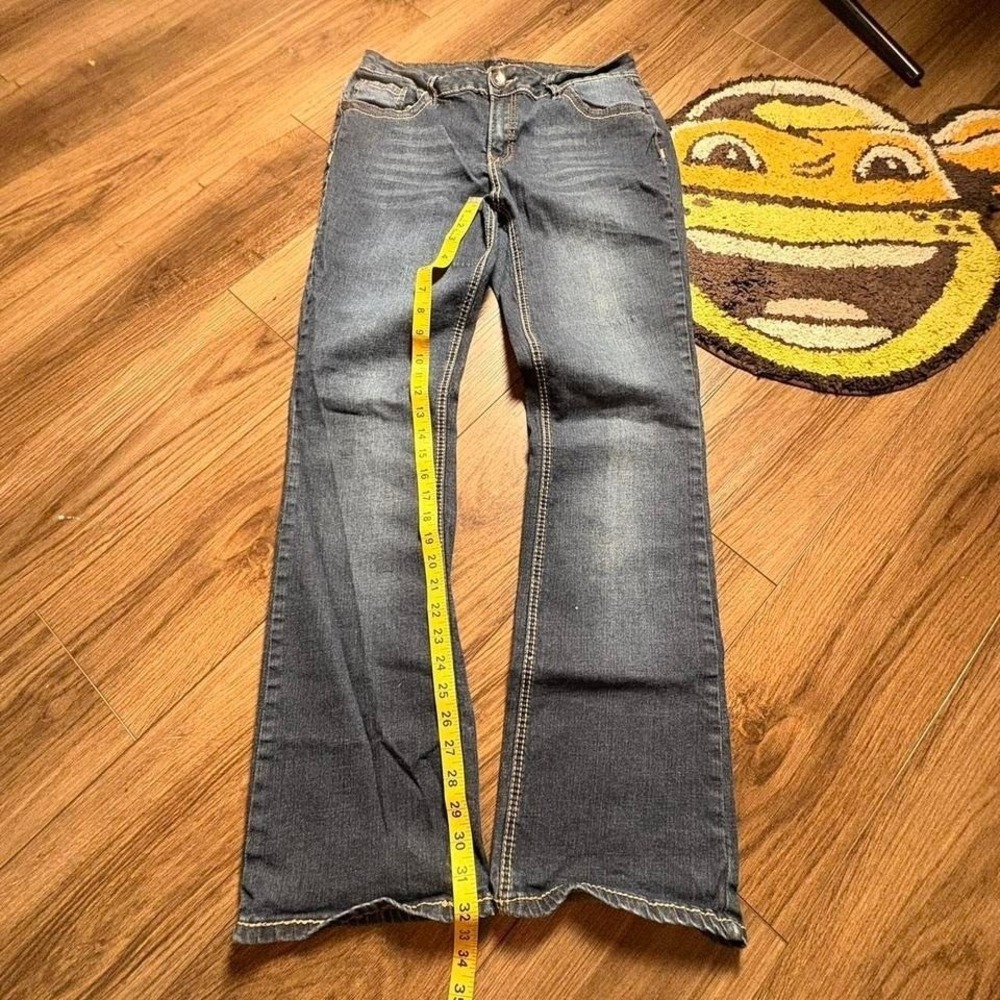 Y2K Lane Bryant blue bootcut jeans w brown studs and rhinestones. Size 14 (0183)